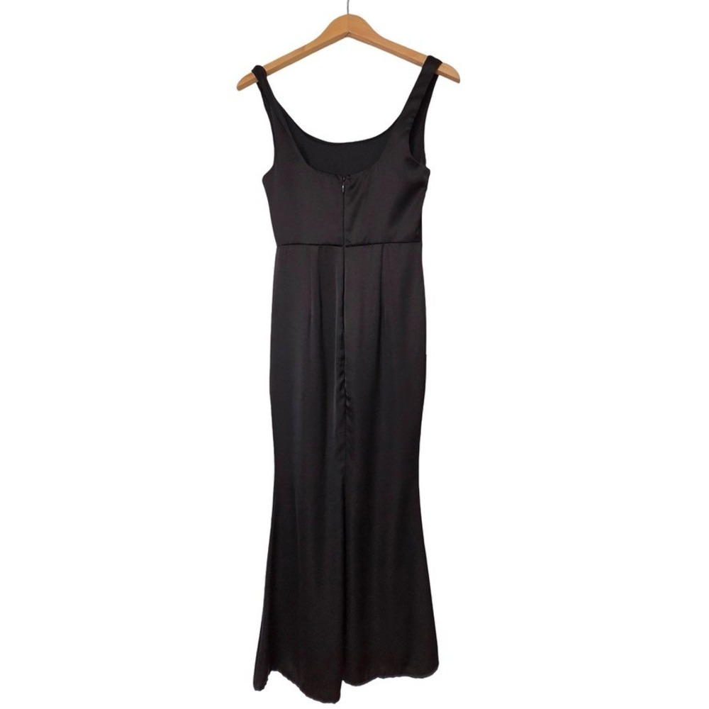 Formal Satin Dress Black Cowl Neck Side Slit Gown Women Small - Picture 3 of 6